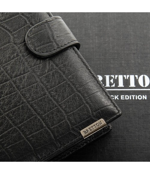 Большой мужской кожаный кошелек Bretton черный CROCO-M5406 Большой мужской кожаный кошелек Bretton черный CROCO-M5406