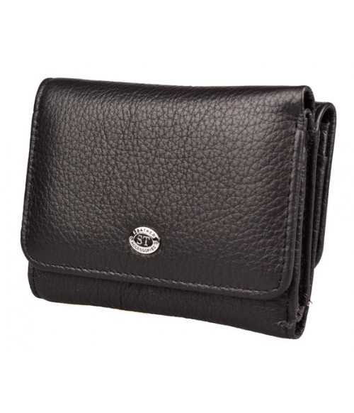 Компактный кожаный женский кошелек ST Leather Accessories черный Компактный кожаный женский кошелек ST Leather Accessories черный
