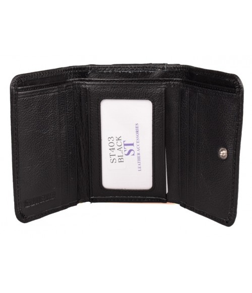 Компактный кожаный женский кошелек ST Leather Accessories черный Компактный кожаный женский кошелек ST Leather Accessories черный
