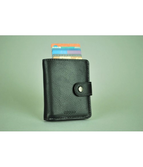 Компактный кожаный черный кошелек Card Case BUONO Компактный кожаный черный кошелек Card Case BUONO