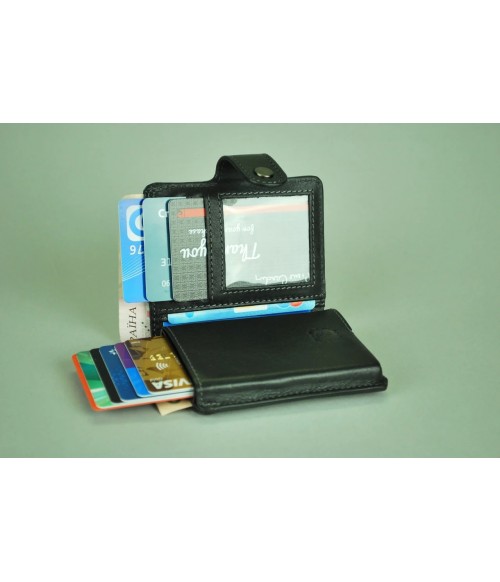 Компактный кожаный черный кошелек Card Case BUONO Компактный кожаный черный кошелек Card Case BUONO