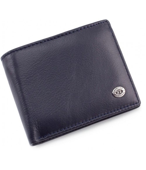 Кошелек кожаный синий мужской ST Leather Accessories с зажимом для денег Кошелек кожаный синий мужской ST Leather Accessories с зажимом для денег