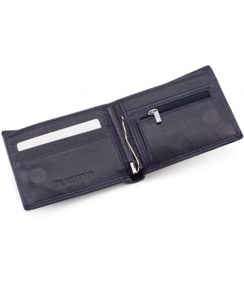 Кошелек кожаный синий мужской ST Leather Accessories с зажимом для денег Кошелек кожаный синий мужской ST Leather Accessories с зажимом для денег